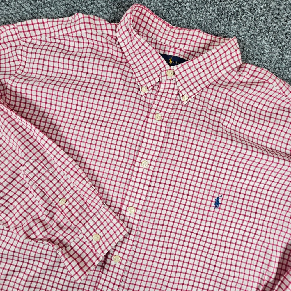 Ralph Lauren 3XB Red White Gingham Check Button Down Shirt Big Tall Long Sleeve